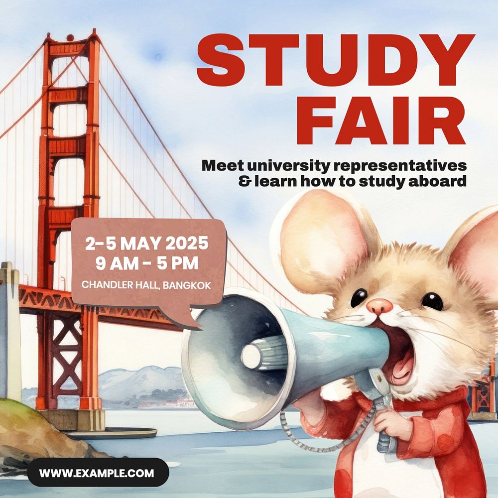 Study fair Instagram post template, editable text