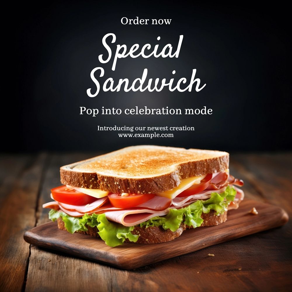 Special sandwich Instagram post template, editable text