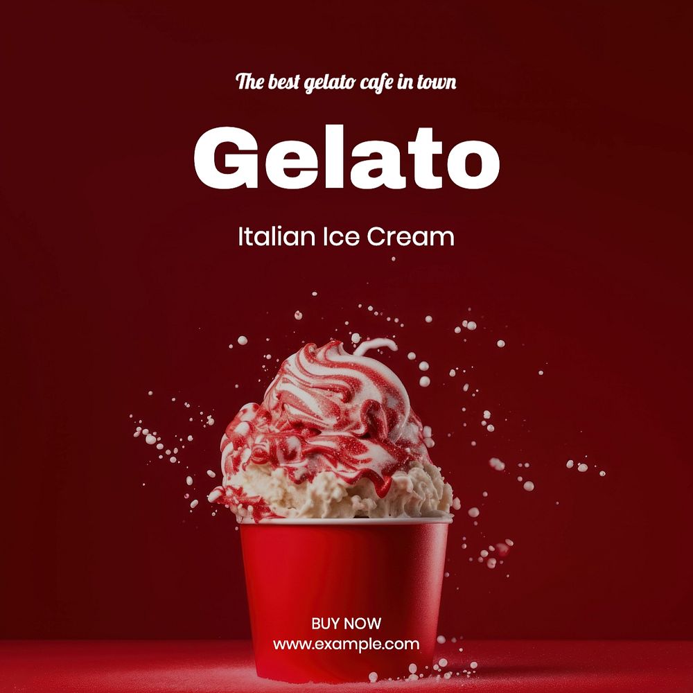 Gelato ice cream Instagram post template, editable text