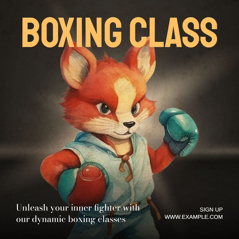 Boxing class Instagram post template, editable text
