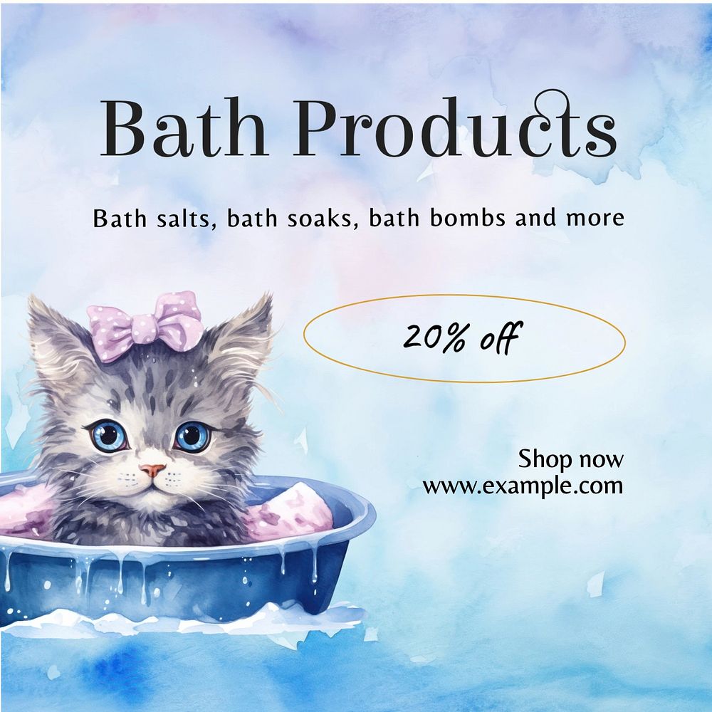 Bath products sale Instagram post template, editable text