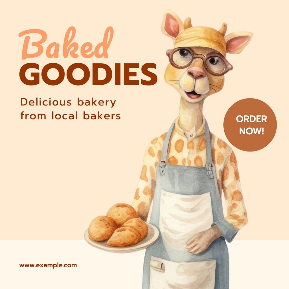 Bakery shop Instagram post template, editable text