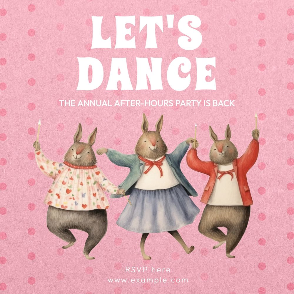 Dance party Instagram post template, editable text