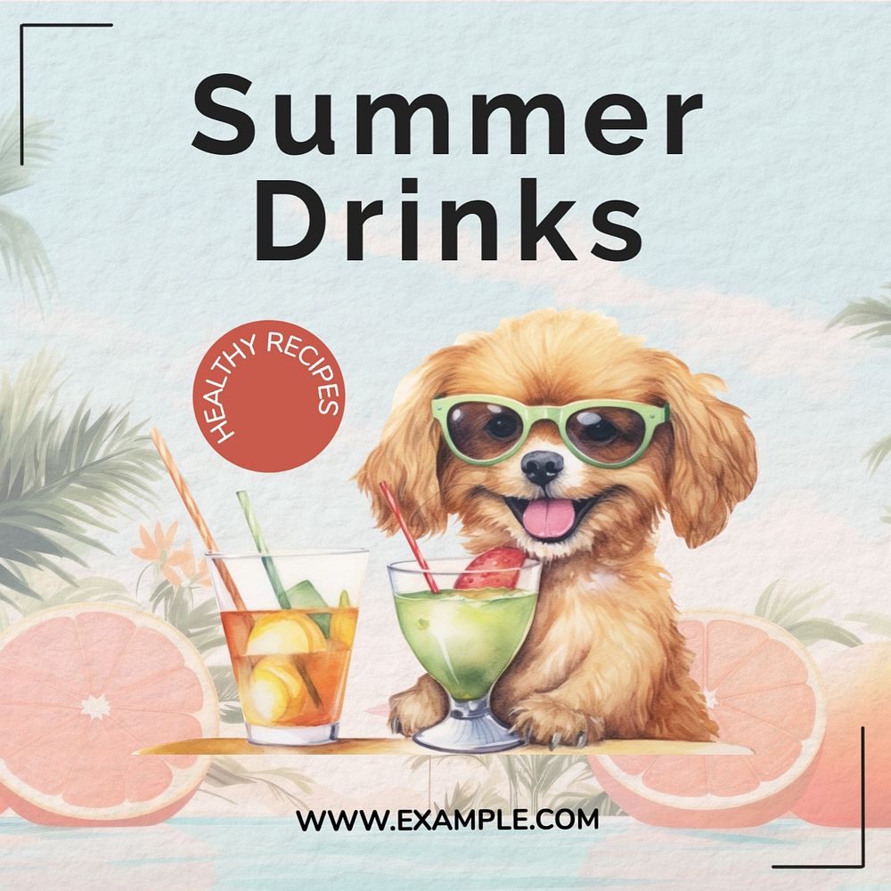 Summer drinks Instagram post template, editable text