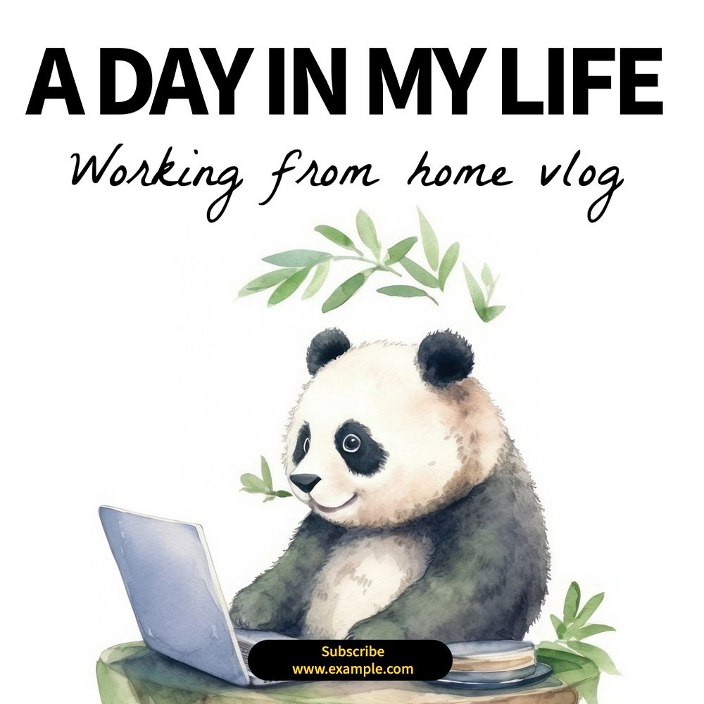 Remote work vlog Instagram post template, editable text