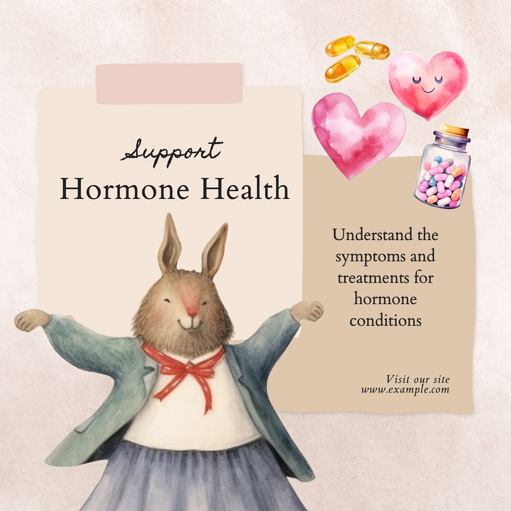 Support hormone health Instagram post template, editable text