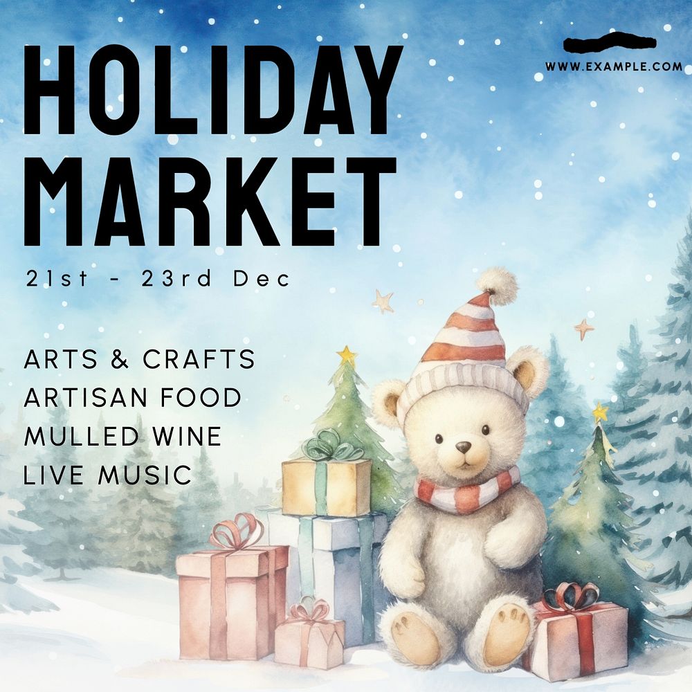 Holiday market Instagram post template, editable text