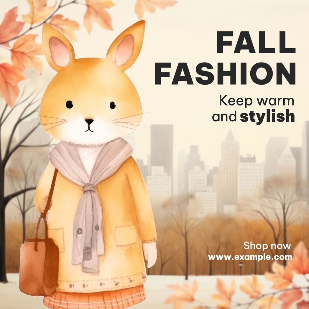 Fall fashion Instagram post template, editable text