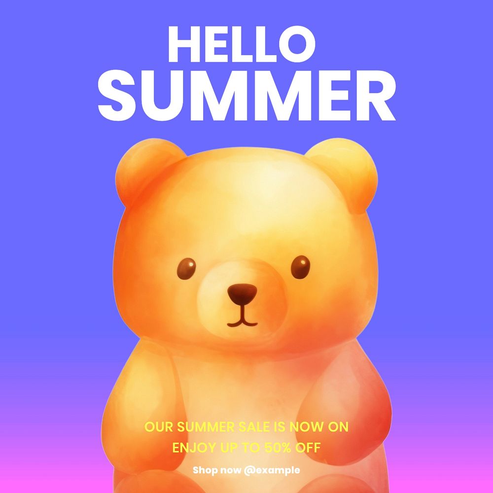 Summer sale Instagram post template, editable text