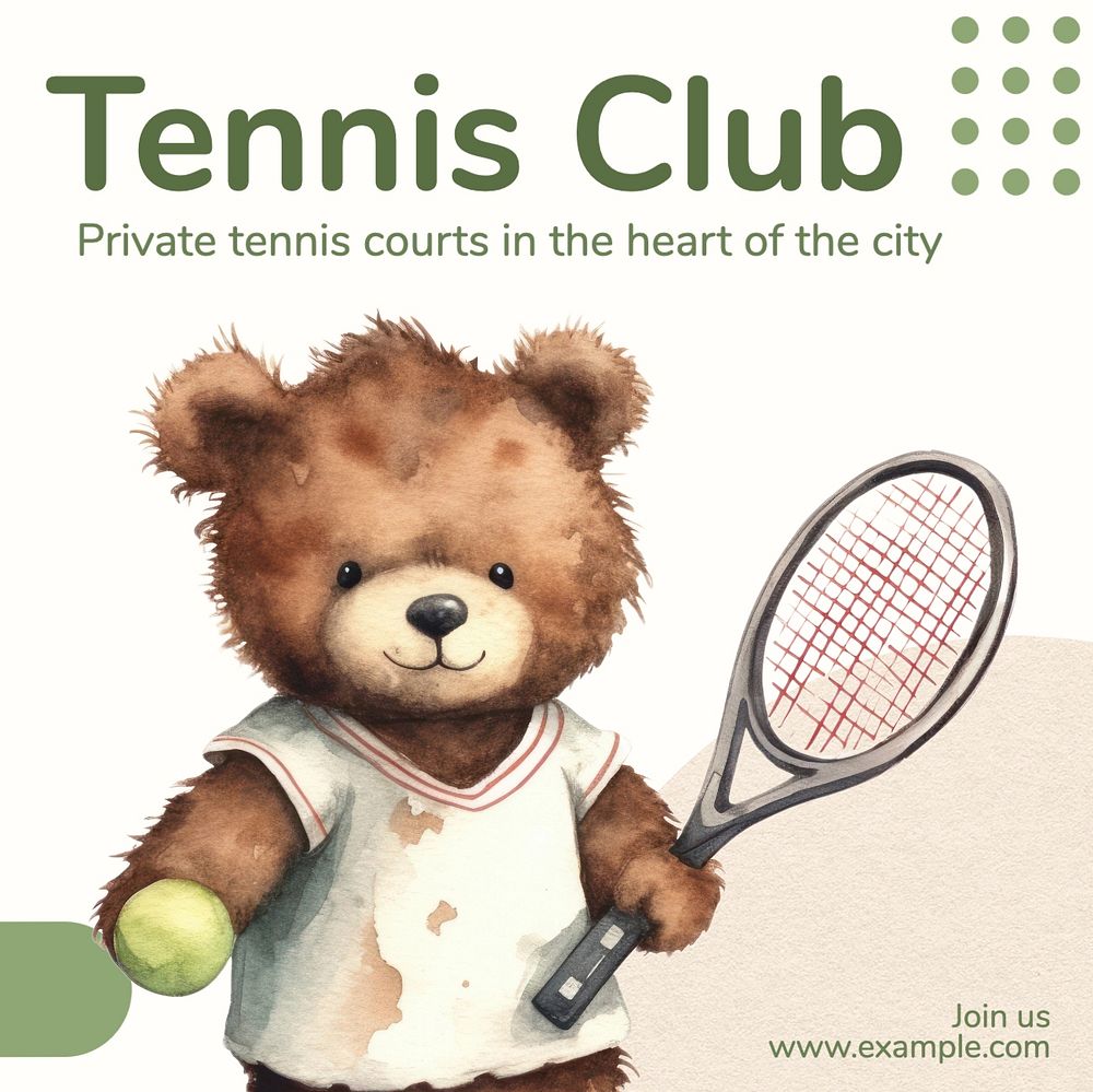 Tennis club Instagram post template, editable text