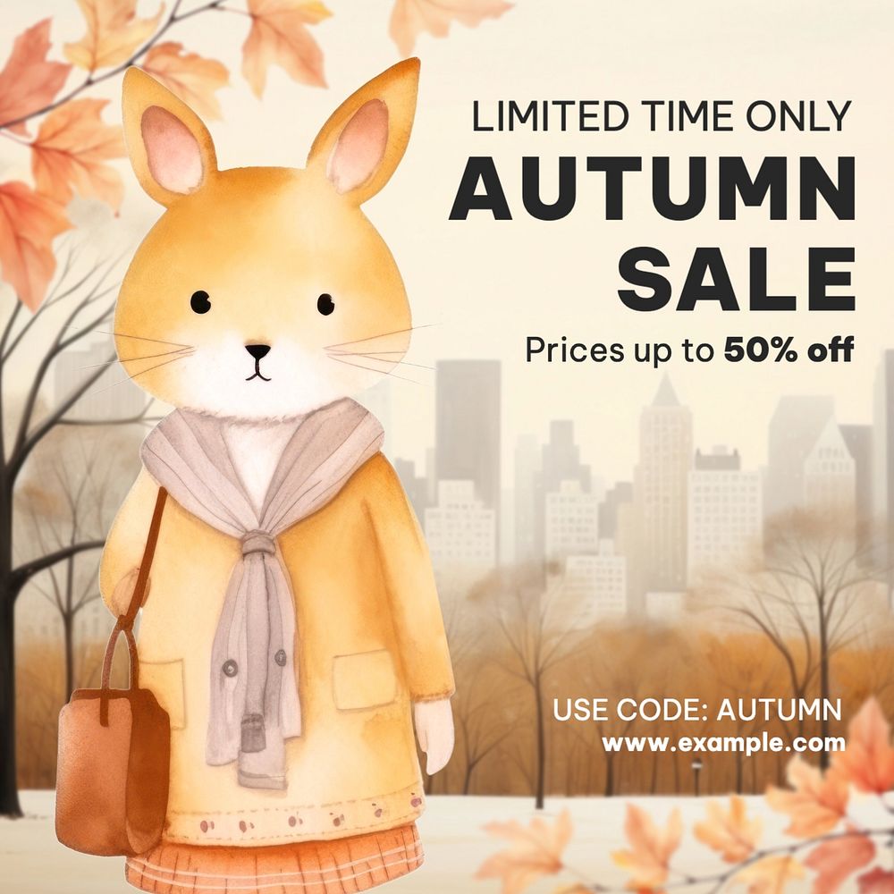 Autumn sale Instagram post template, editable text