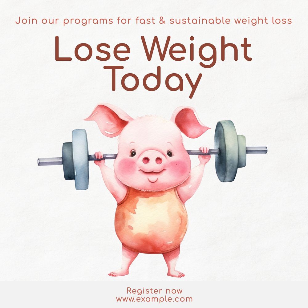 Weight loss Instagram post template, editable text