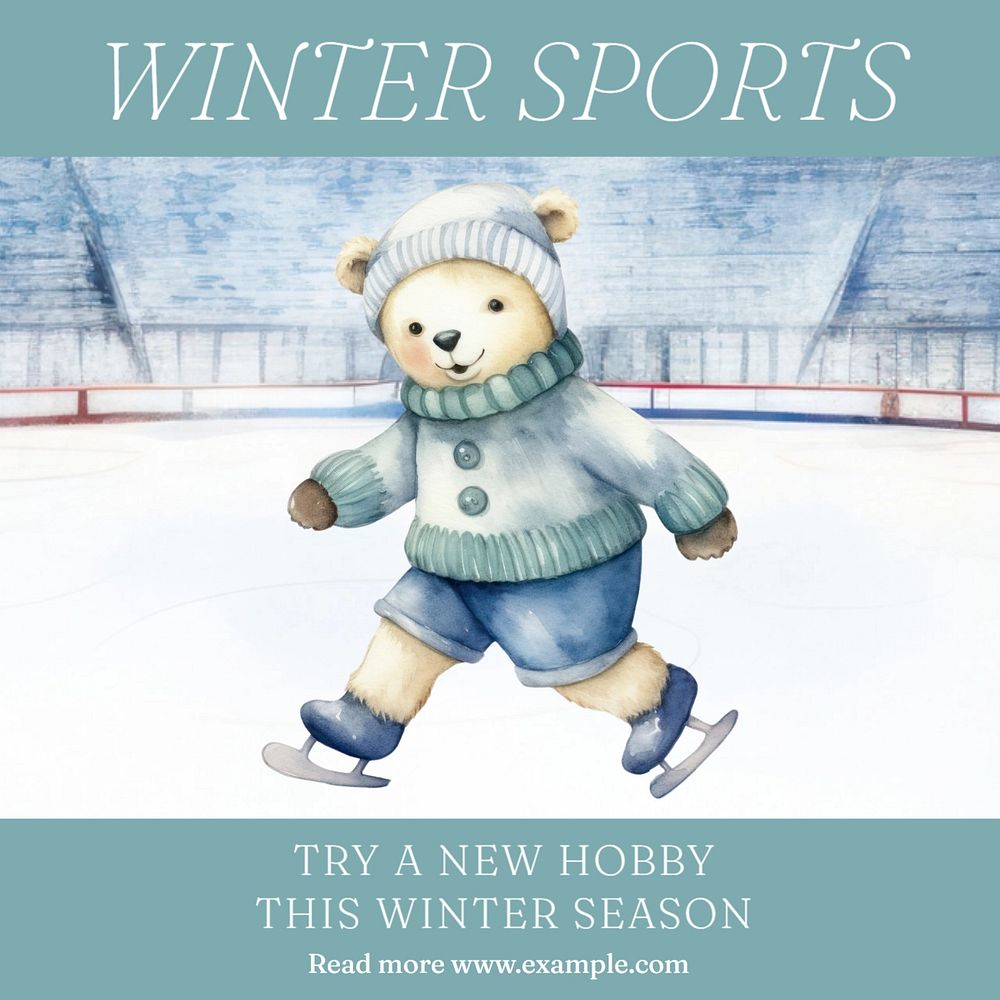 Winter sports Instagram post template, editable text