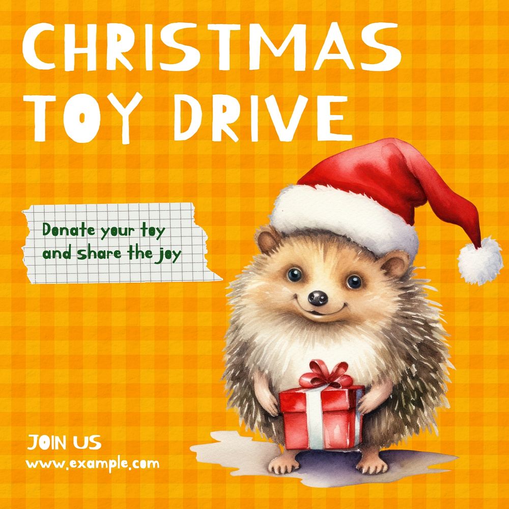 Christmas toy drive Instagram post template, editable text