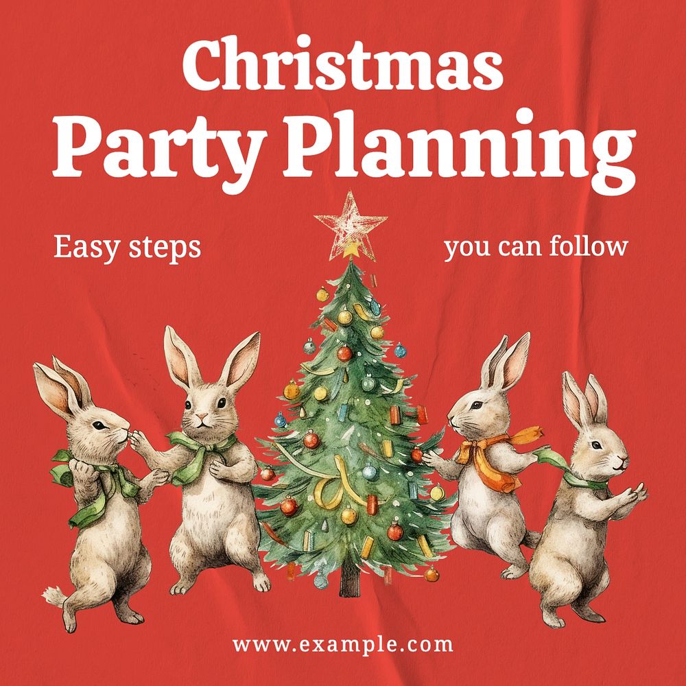 Christmas party planning Instagram post template, editable text