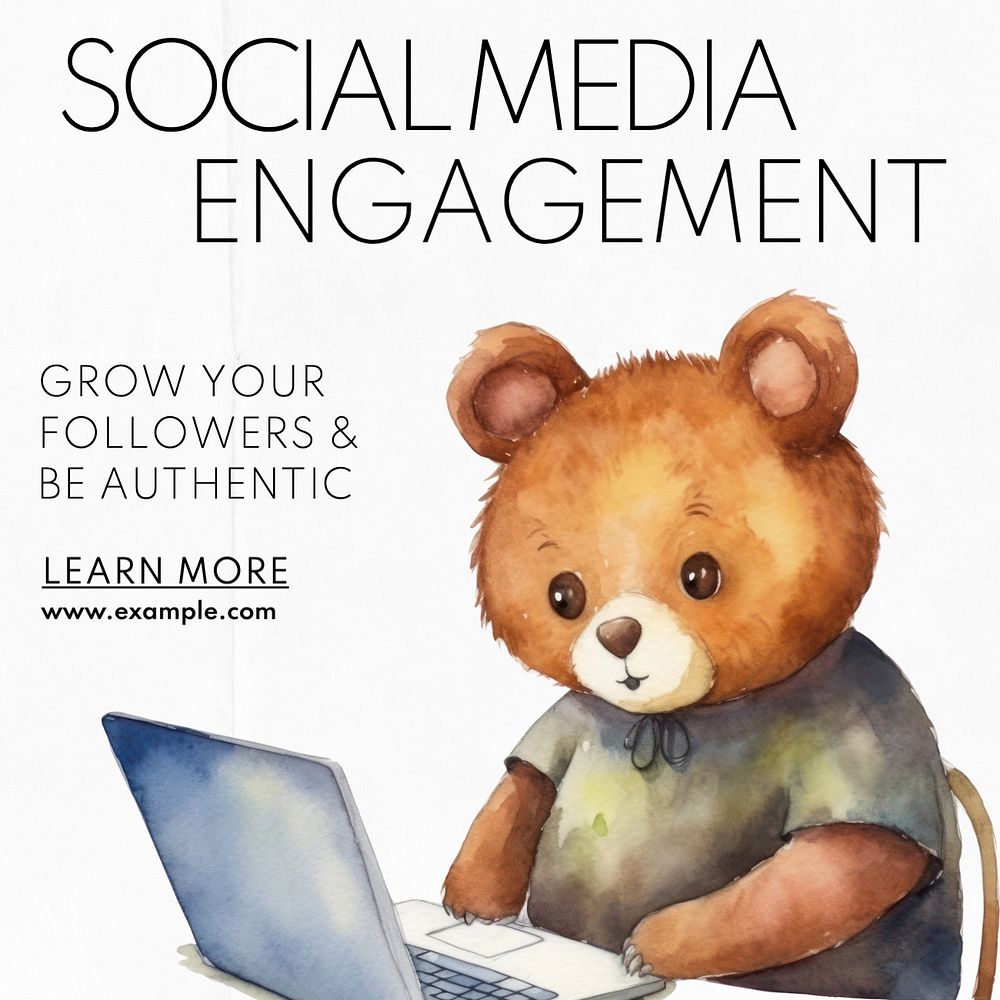 Social media engagement Instagram post template, editable text