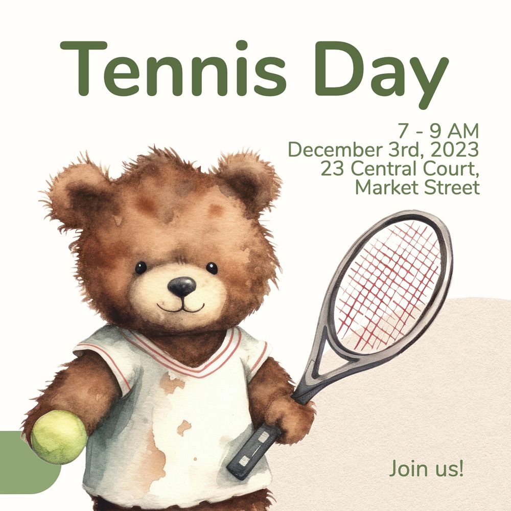 Tennis day Instagram post template, editable text