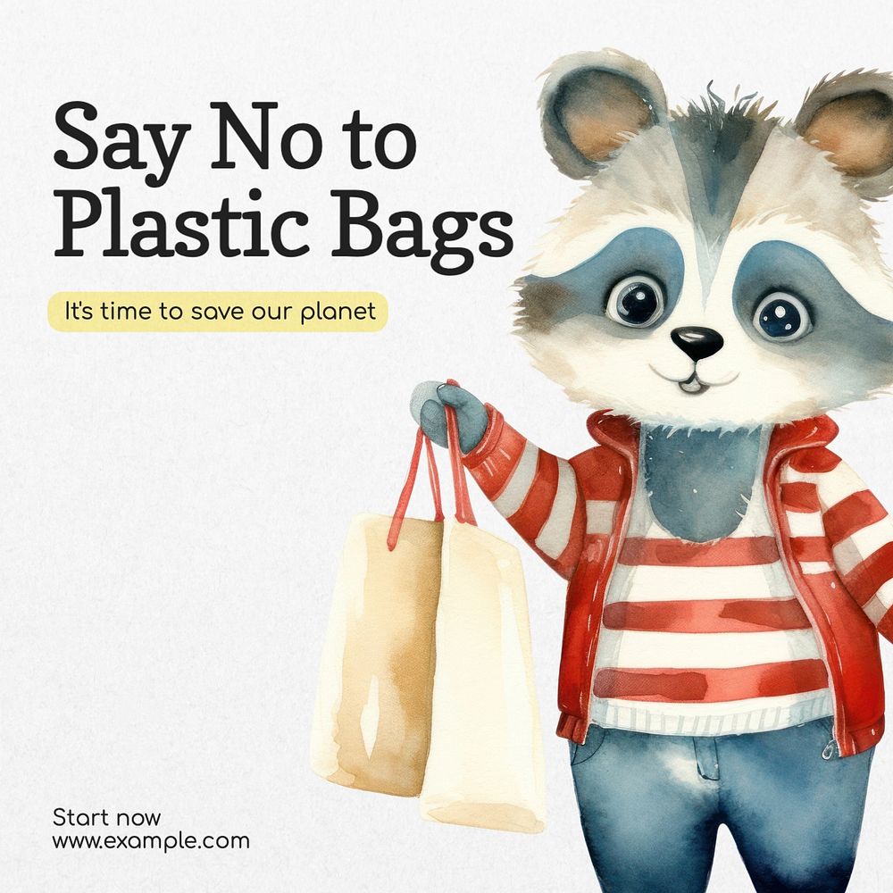 Plastic bags Instagram post template, editable text