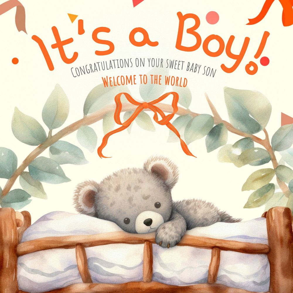 It's a boy Instagram post template, editable text