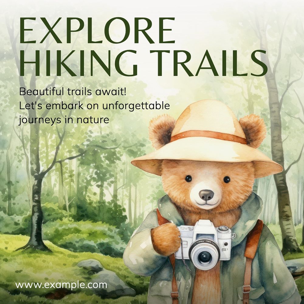 Hiking trails Instagram post template, editable text