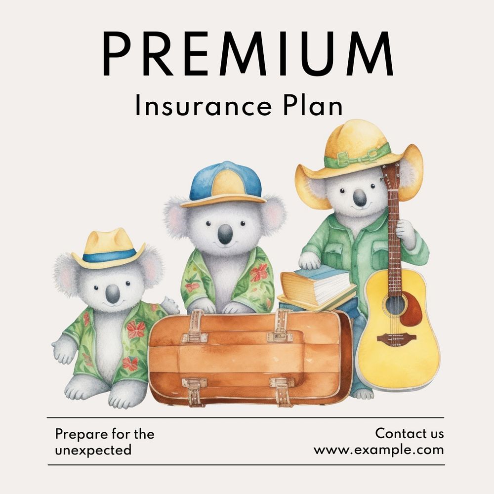 Premium insurance plan Instagram post template, editable text