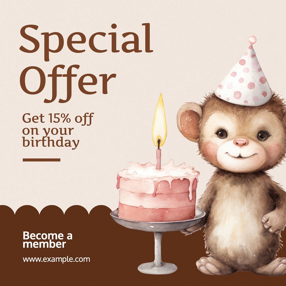 Birthday promotion Instagram post template, editable text