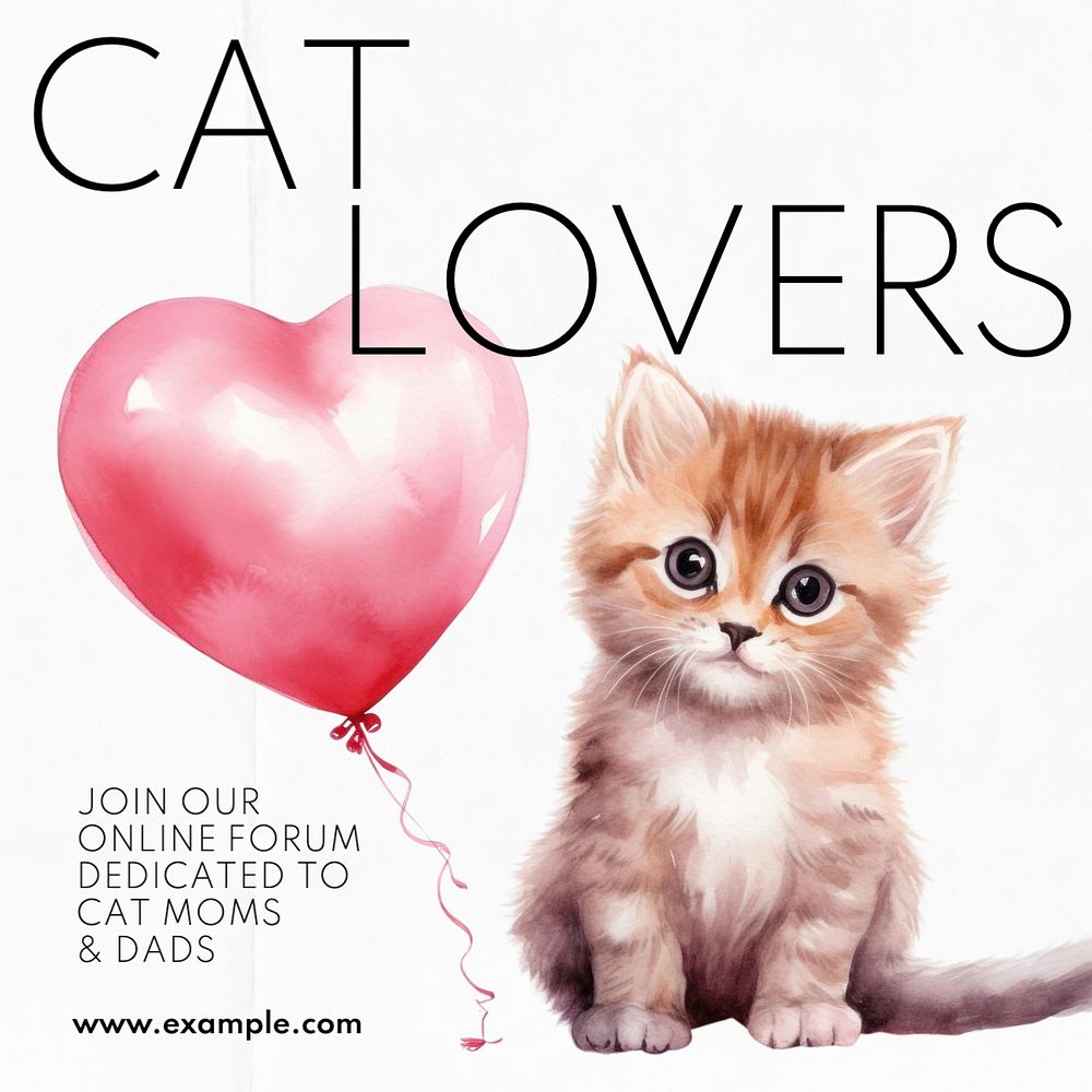 Cat lover Instagram post template, editable text