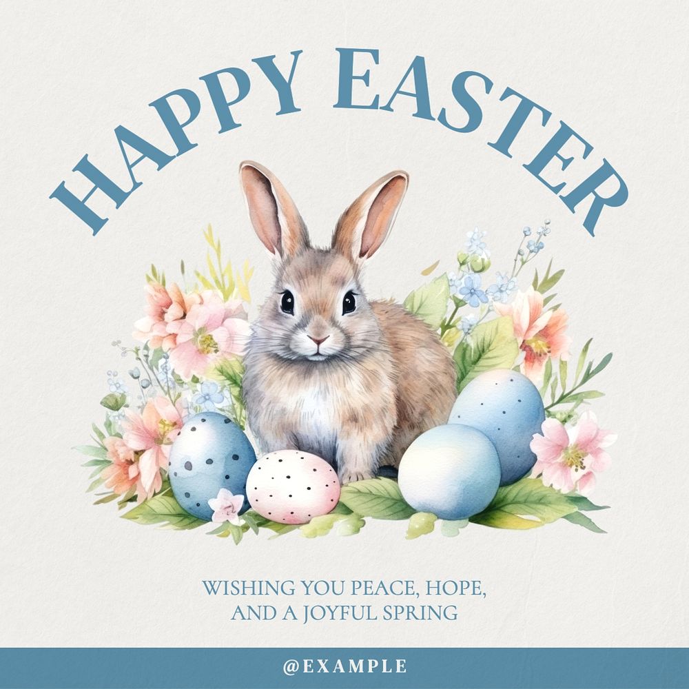 Happy Easter Instagram post template, editable text