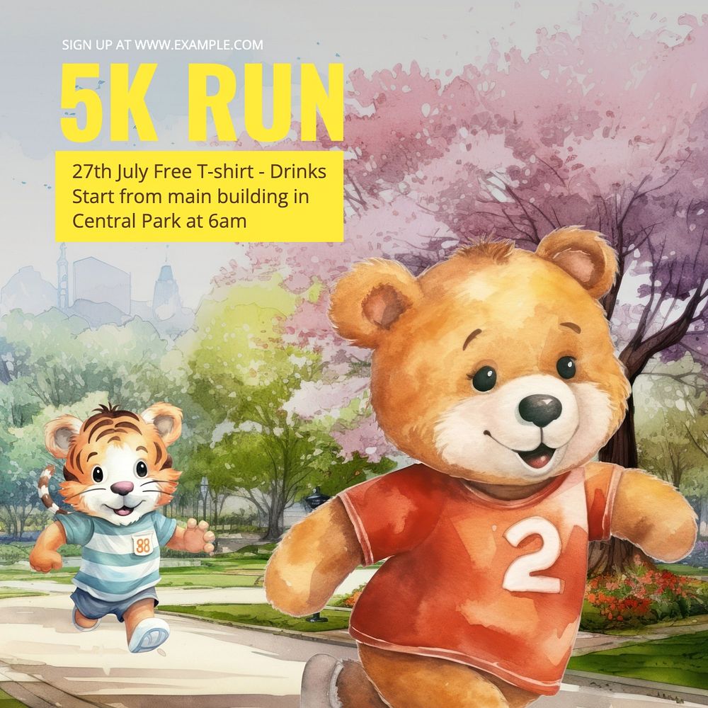 5K Run Instagram post template, editable text