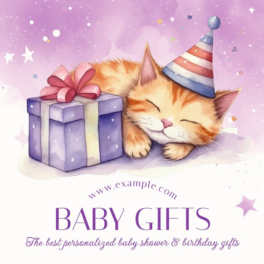 Baby gifts Instagram post template, editable text