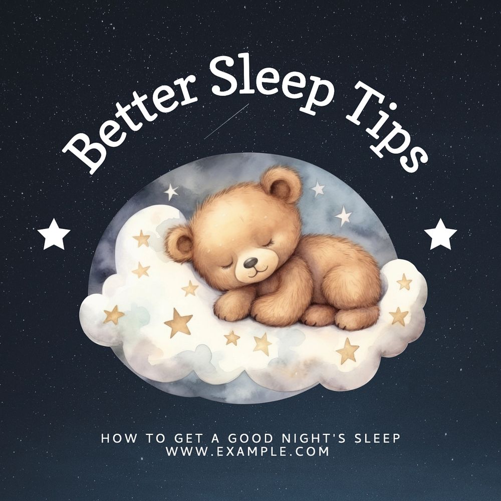 Better sleep tips Instagram post template, editable text