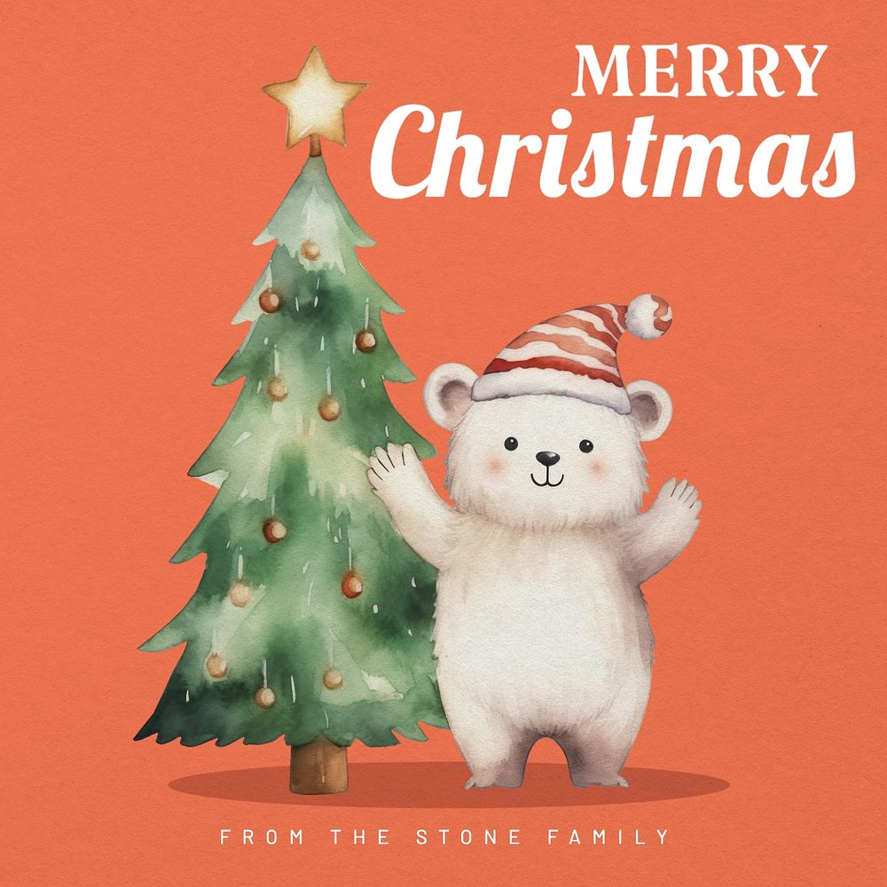 Merry Christmas Instagram post template, editable text