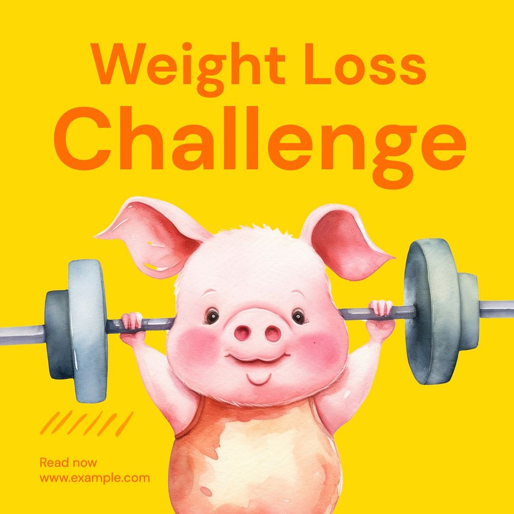 Weight loss challenge Instagram post template, editable text