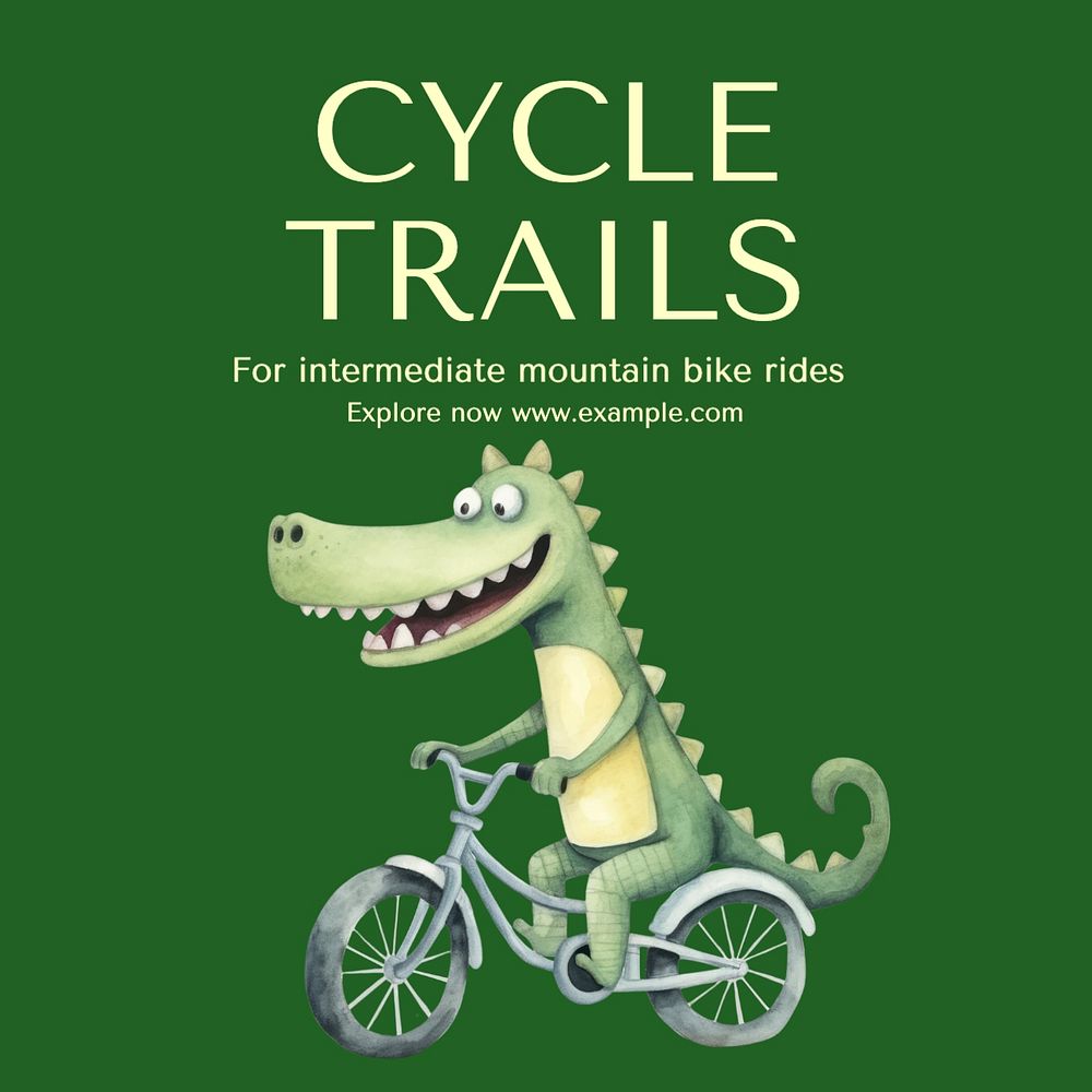 Cycle trails Instagram post template, editable text