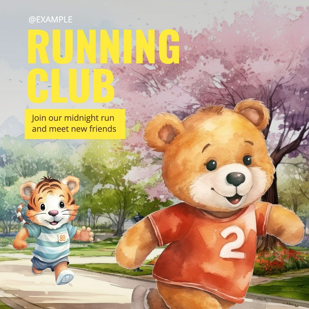 Running club Instagram post template, editable text