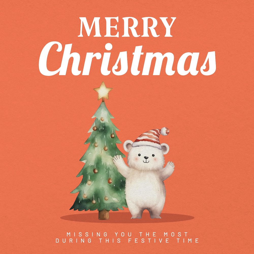 Merry Christmas Instagram post template, editable text