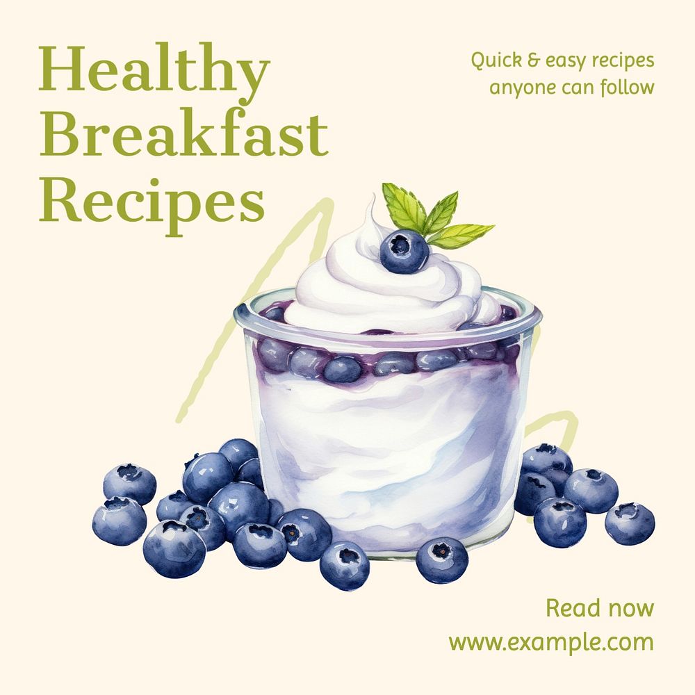 Healthy breakfast Instagram post template, editable text