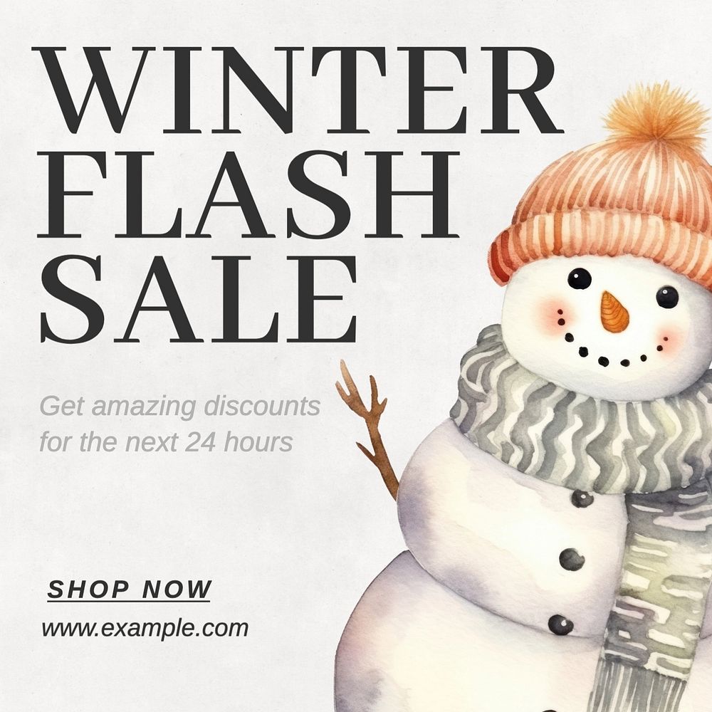 Winter sale Instagram post template, editable text