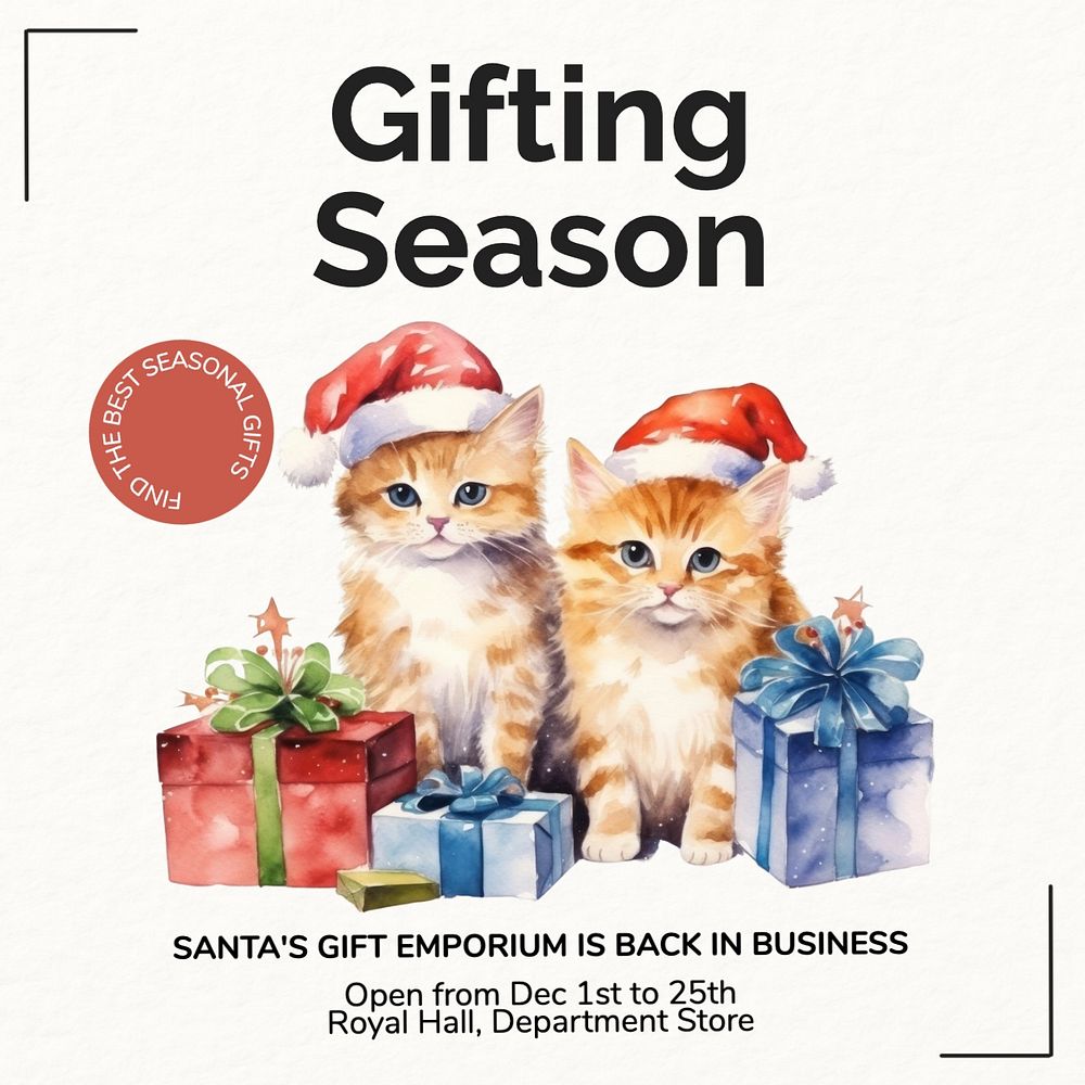 Christmas gift shop Instagram post template, editable text