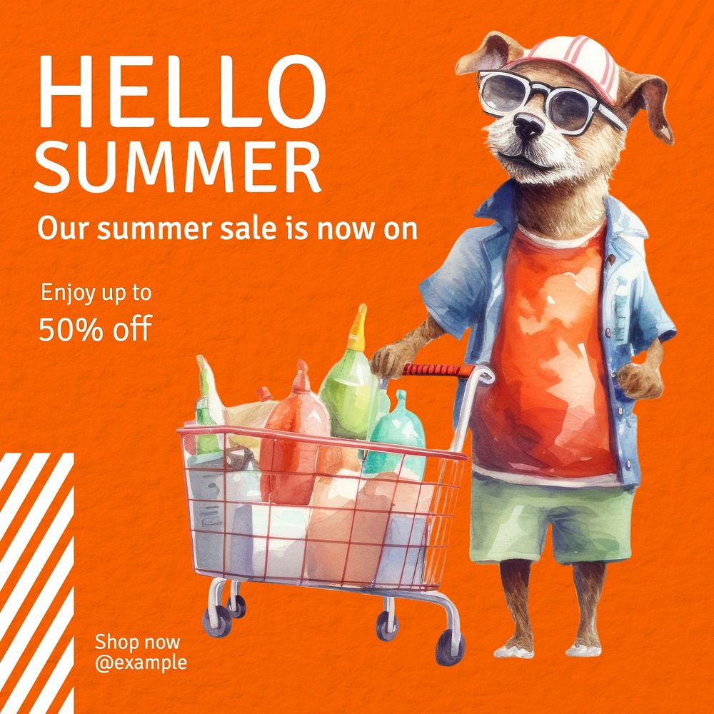 Summer sale Instagram post template, editable text