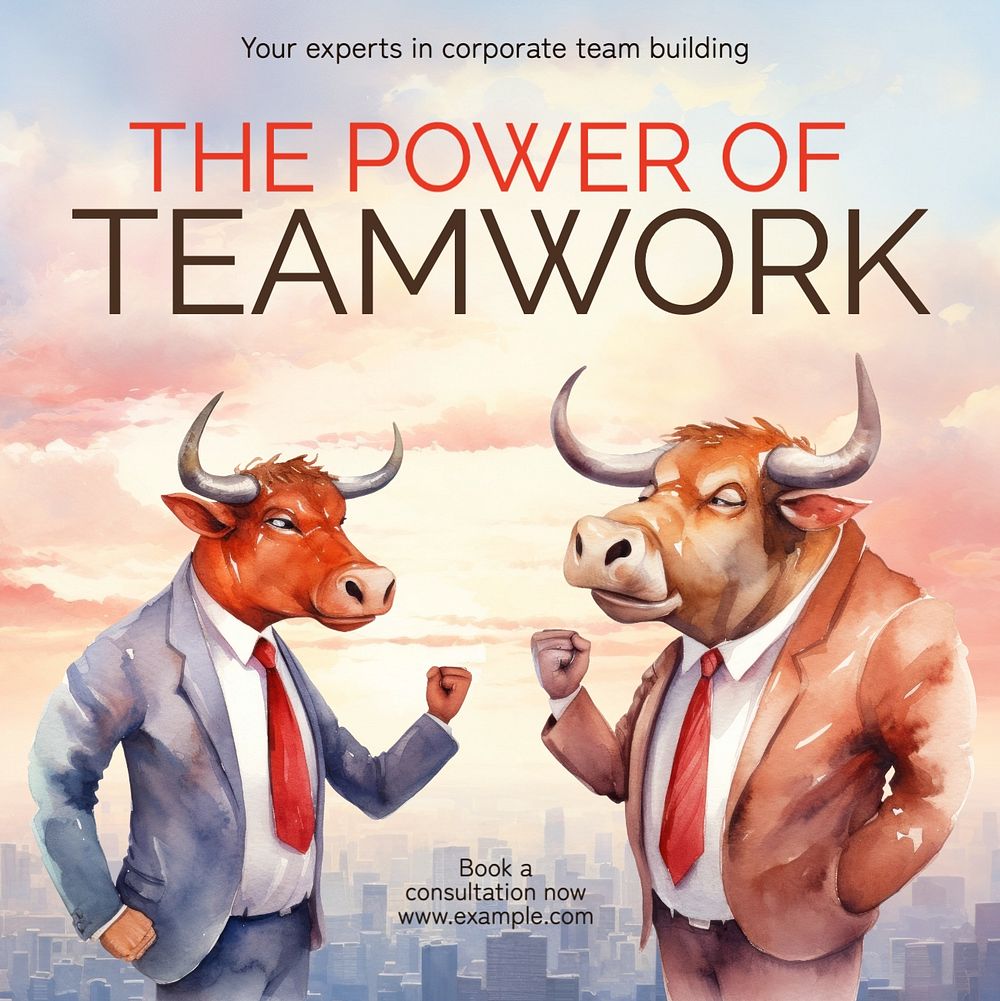 Power of teamwork Instagram post template, editable text