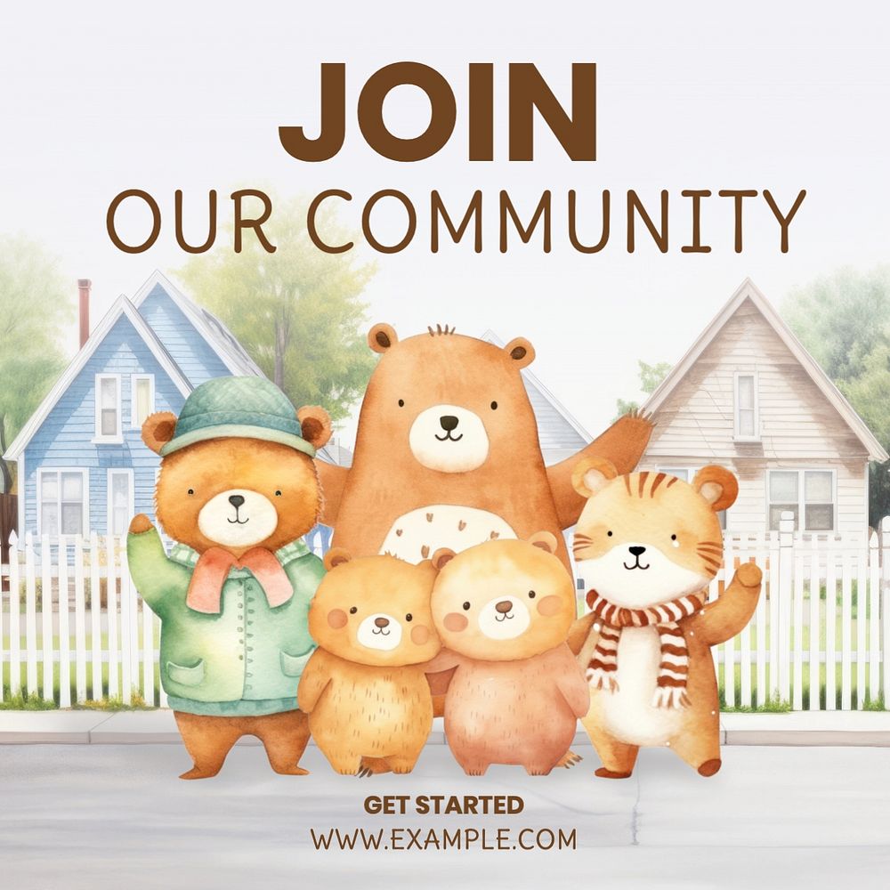 Join our community Instagram post template, editable text