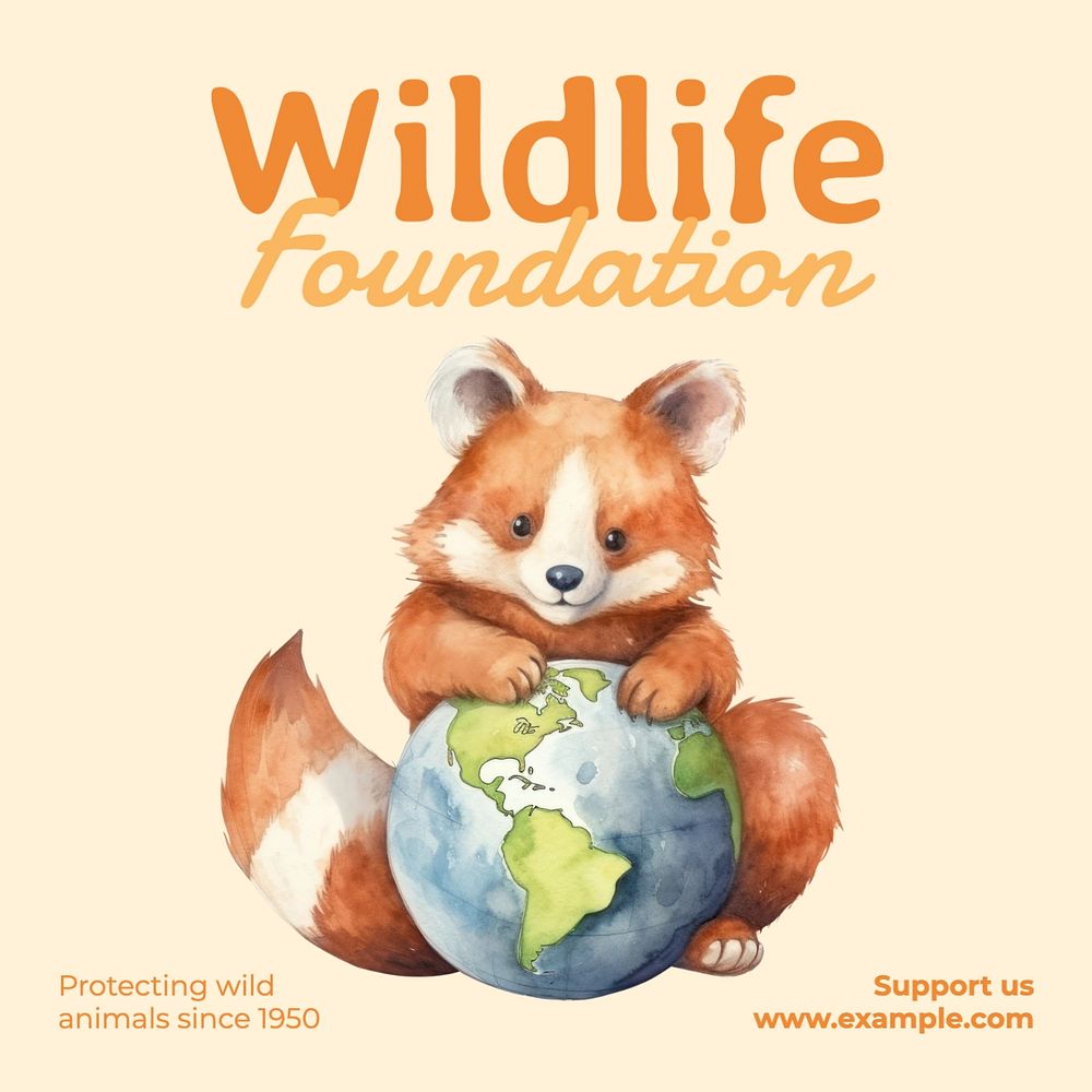 Wildlife foundation Instagram post template, editable text