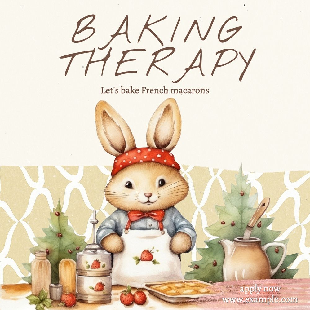 Baking hobby Instagram post template, editable text