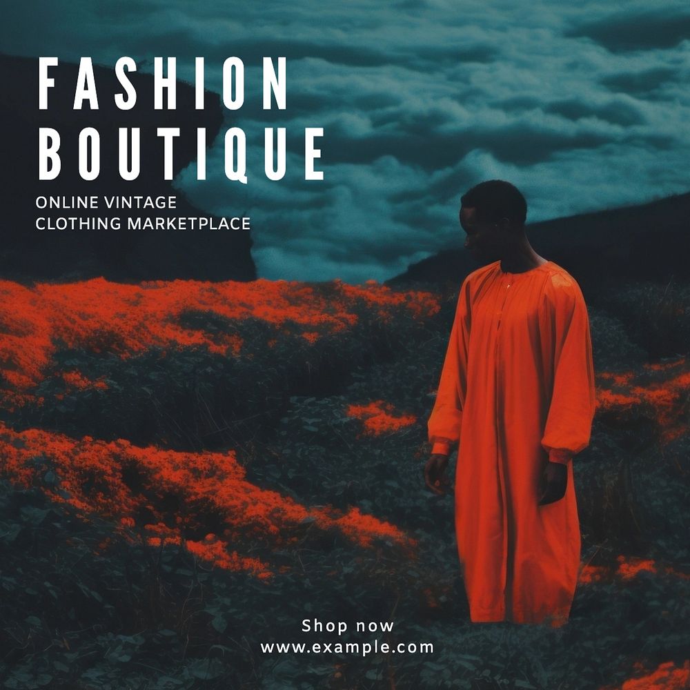 Fashion boutique Instagram post template, editable text