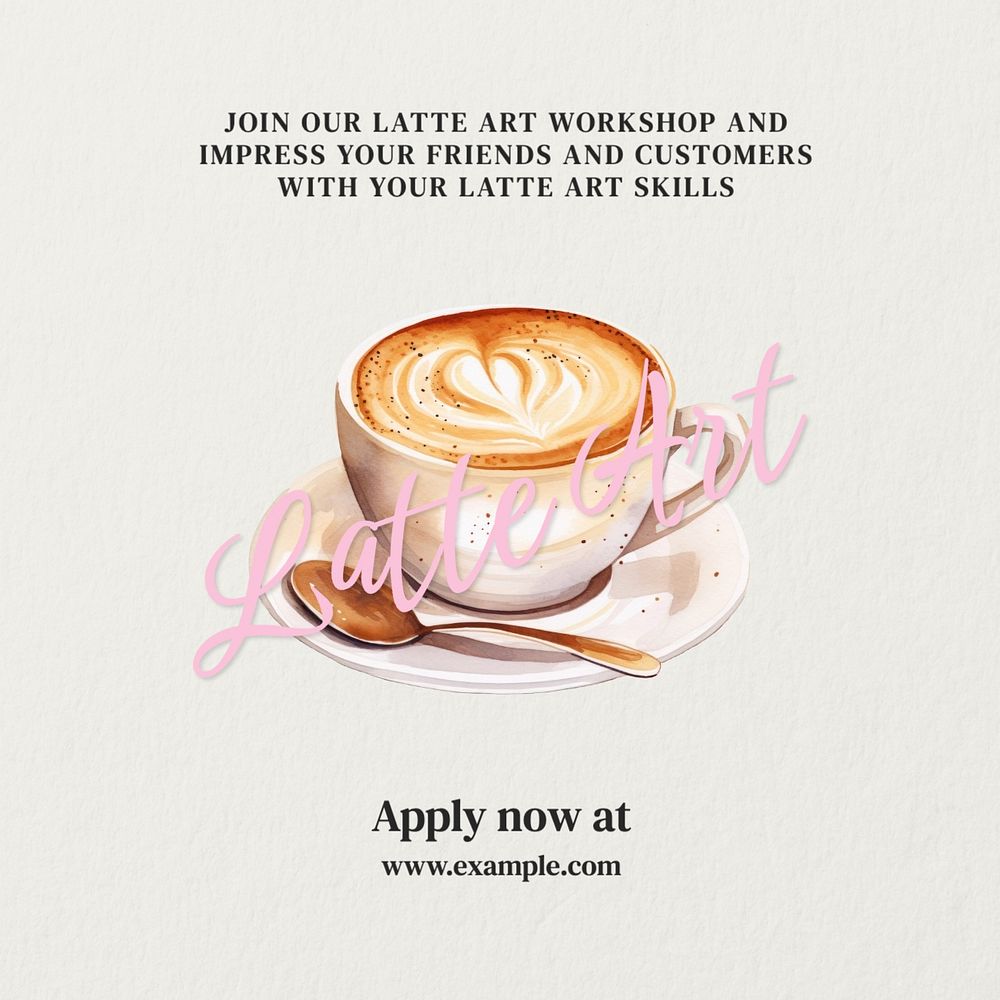 Latte art Instagram post template, editable text