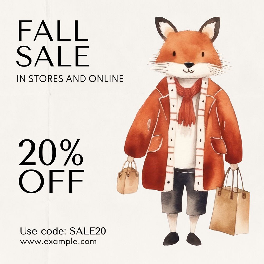 Fall sale Instagram post template, editable text