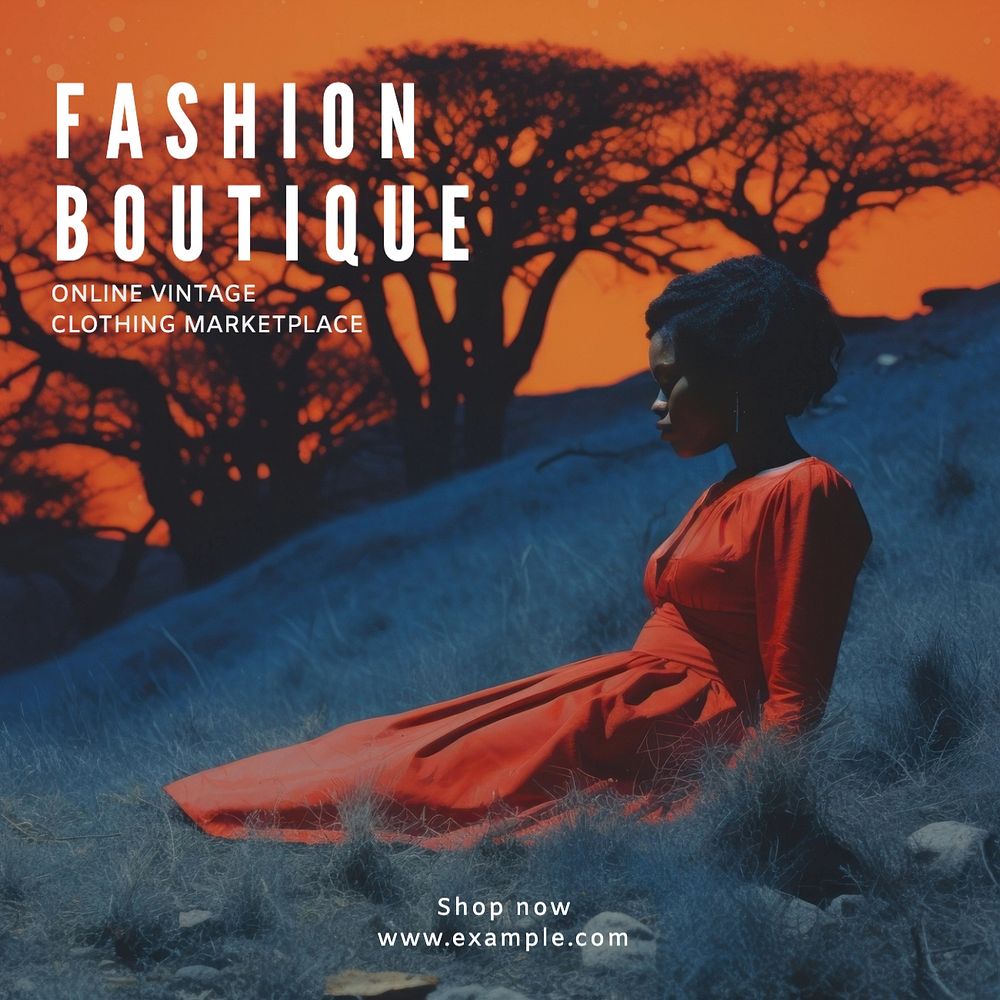 Fashion boutique Instagram post template, editable text