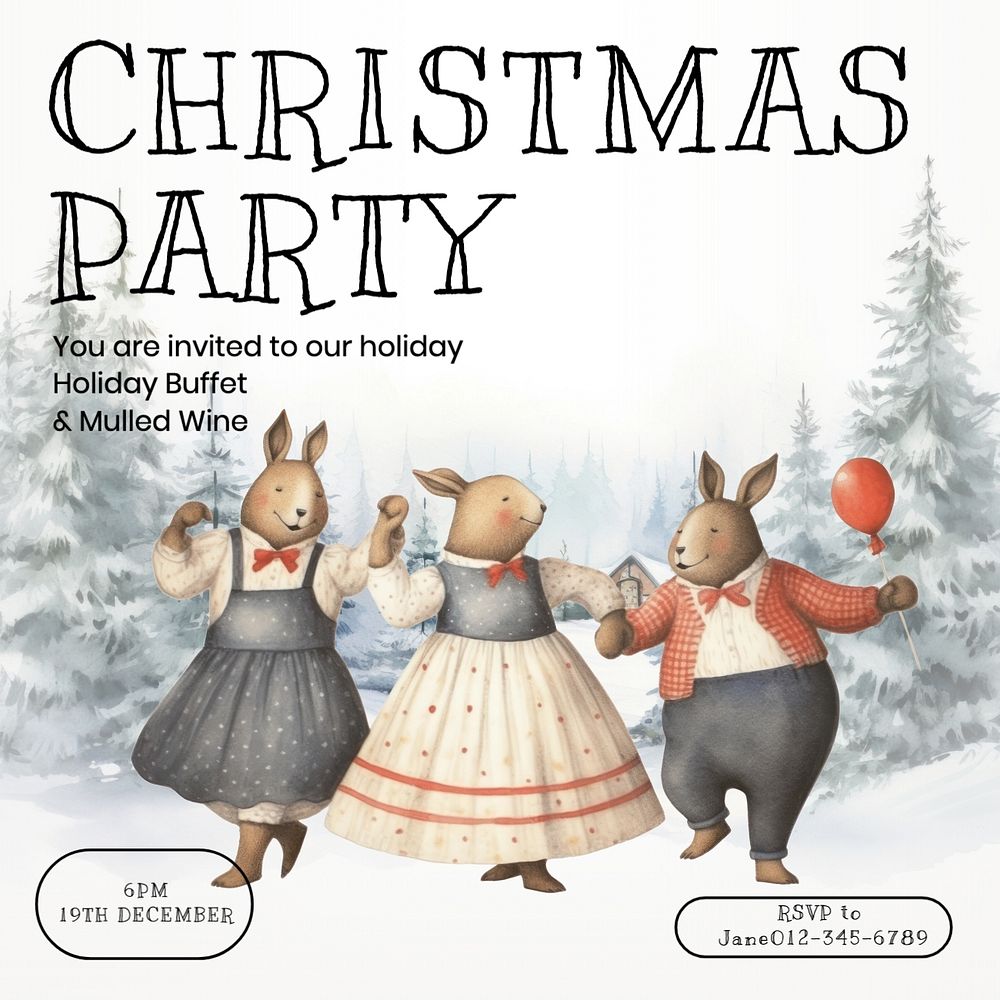 Christmas party Instagram post template, editable text