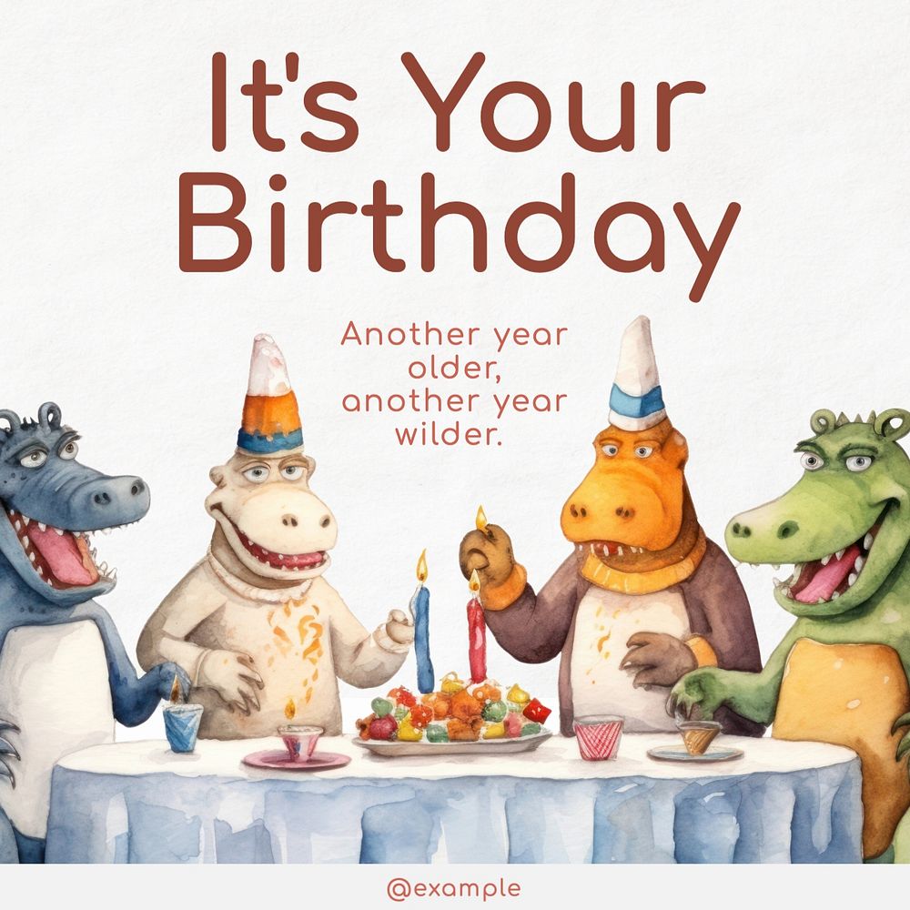 Birthday wish Instagram post template, editable text